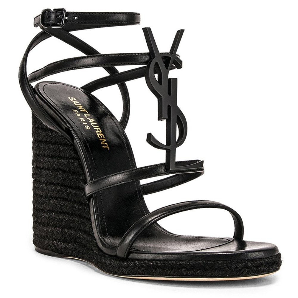 Cassandra Espadrilles 105 YSL Logo Platform Wedge
